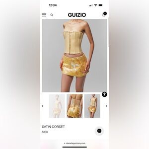 Danielle Guizio Yellow Satin Corset Top in Excellent condition